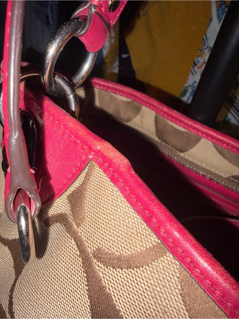 Coach Hamptons Weekend Signature Pink & White Stripe Shoulder/ Crossbody Bag - Picture 16 of 16